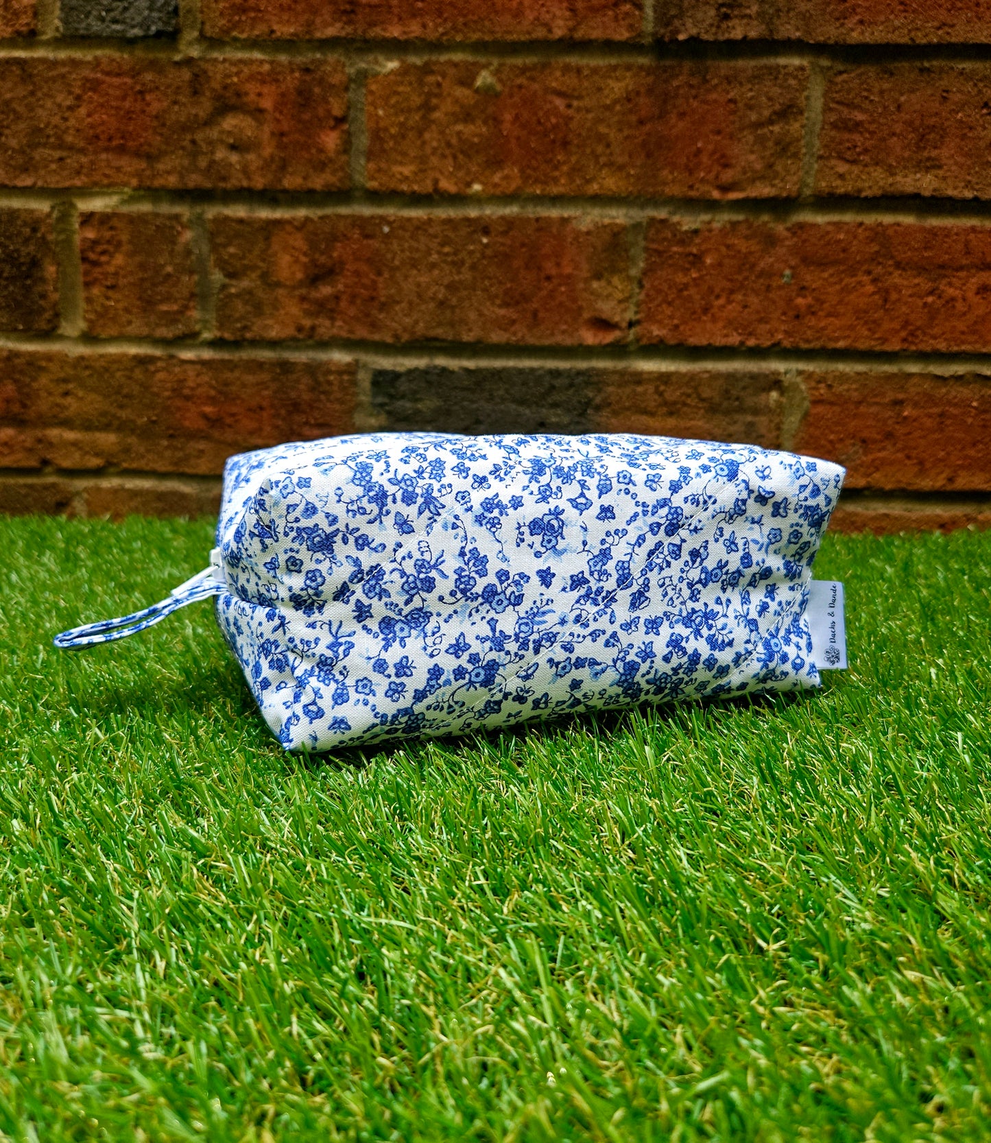 Blue and White Floral Make-up Bag