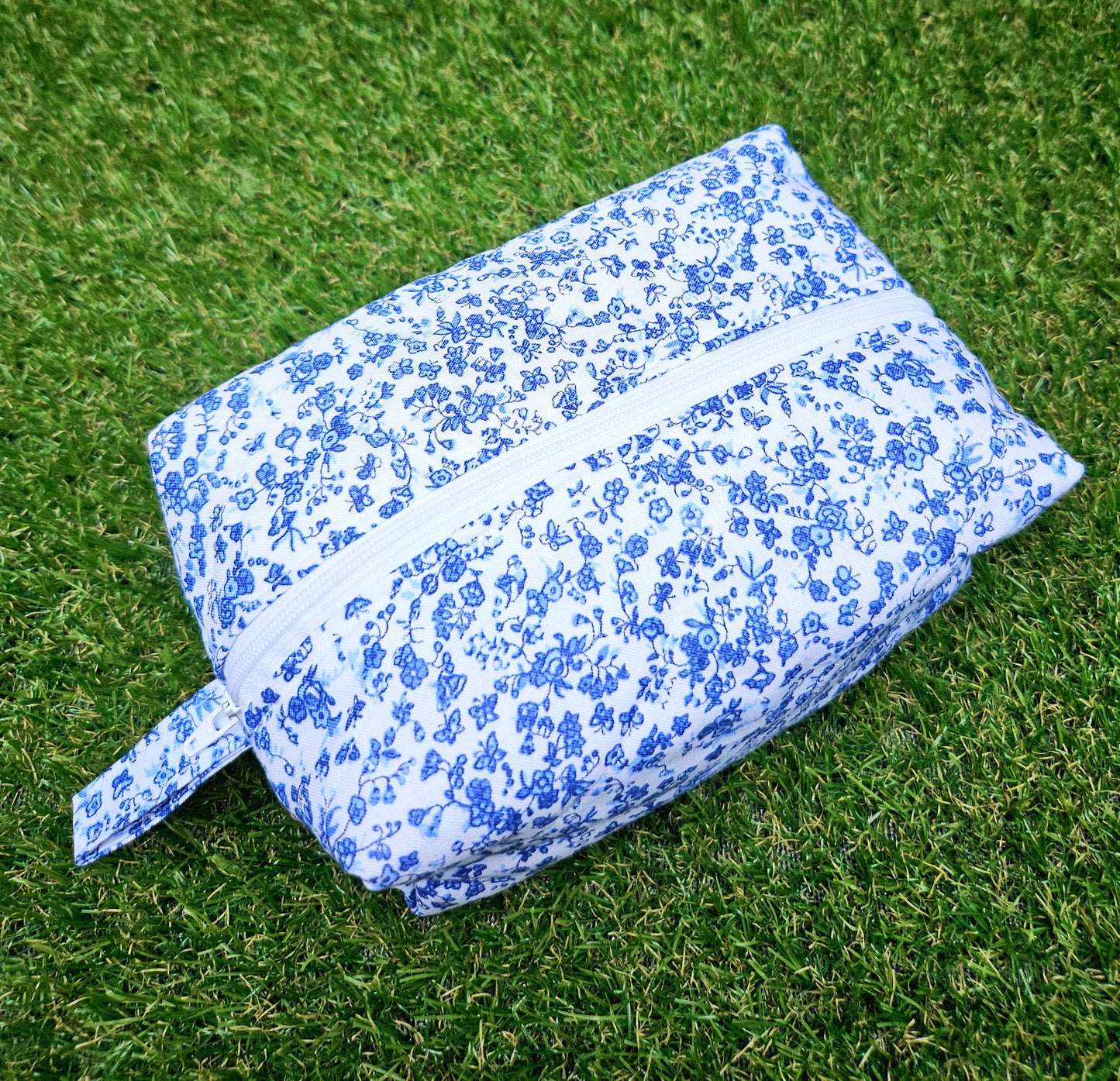 Blue and White Floral Make-up Bag