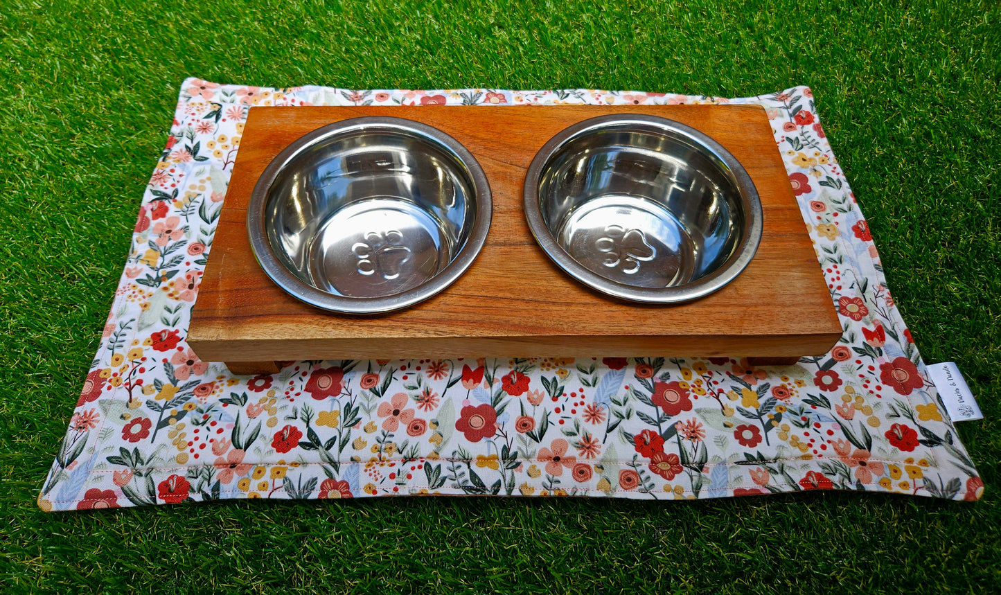 White Floral Pet Placemat