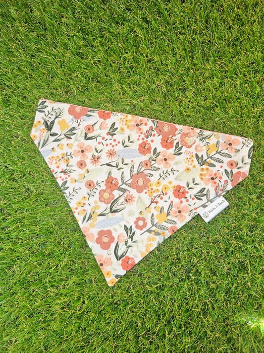 White Floral Pet Bandana