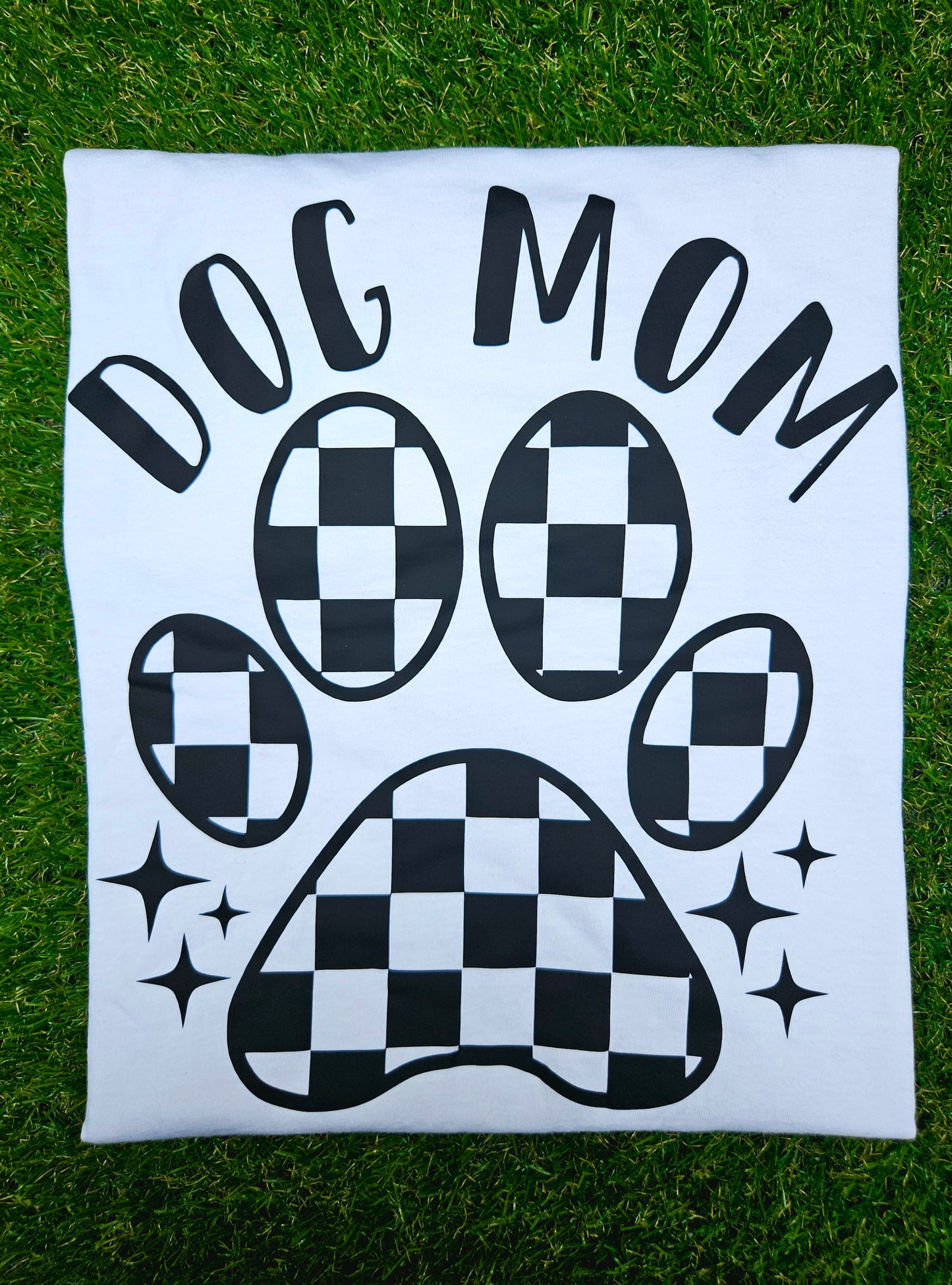 Checkered Paw Dog Mom T-Shirt