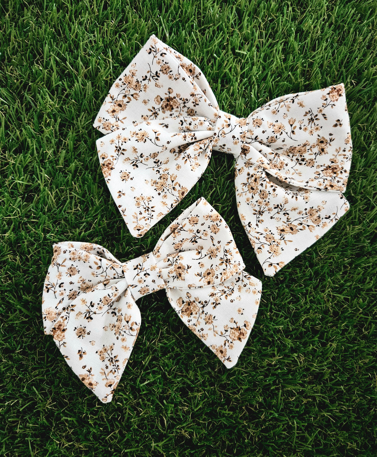 Brown Vintage Floral Sailor Bow