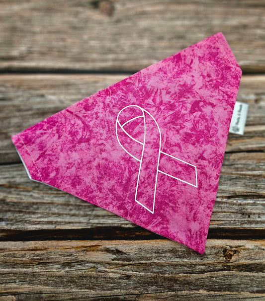 Pink and White Breast Cancer Awareness Bandana