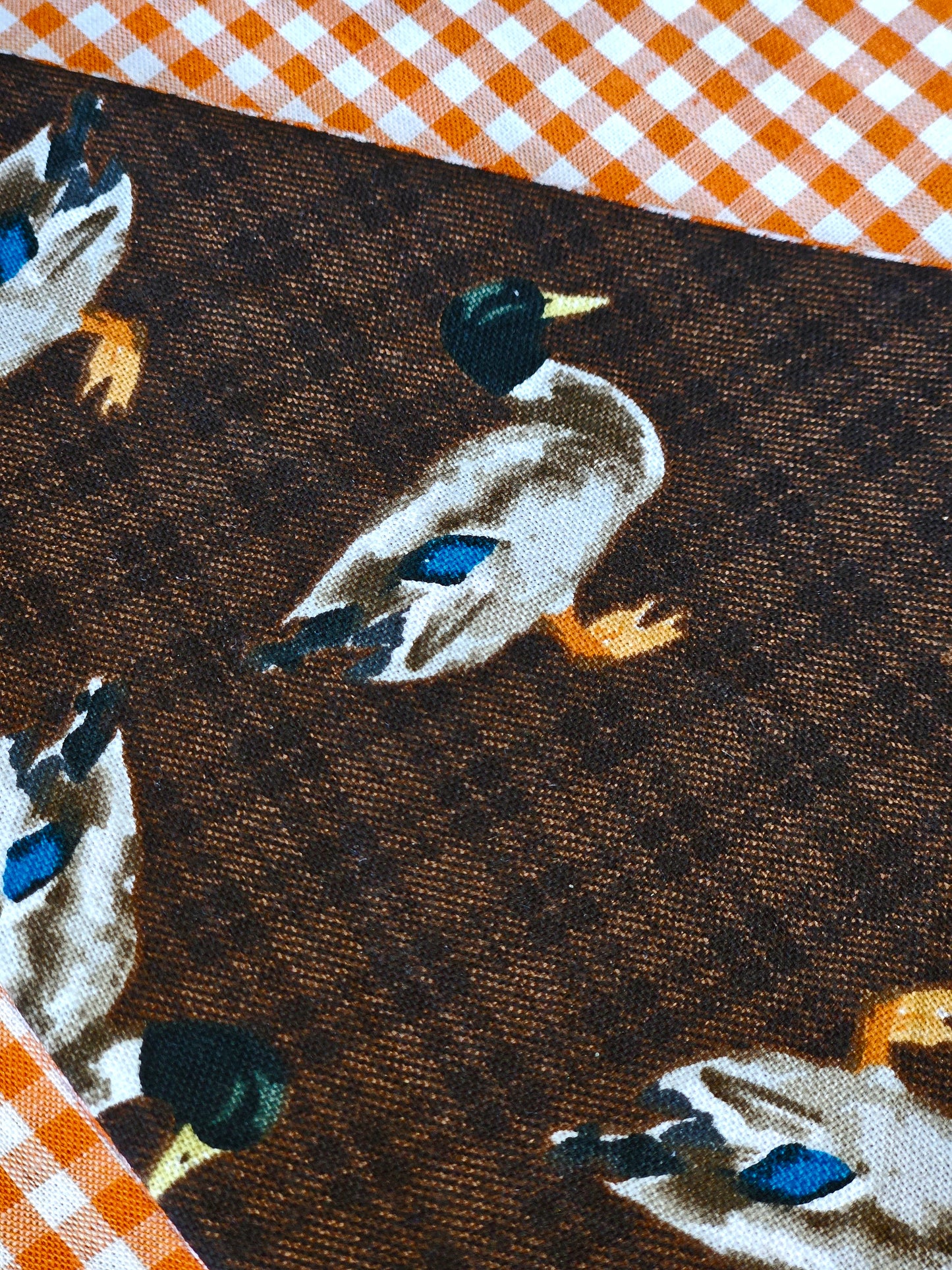 Mallard Duck Orange Gingham Bandana
