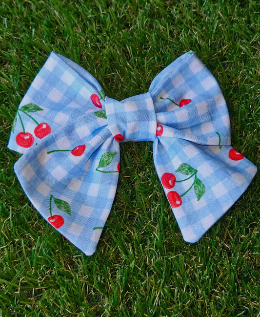 Cherry Gingham Sailor Bow