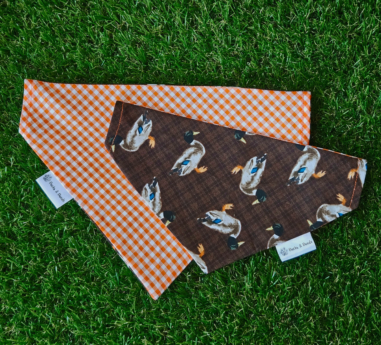Mallard Duck Orange Gingham Bandana
