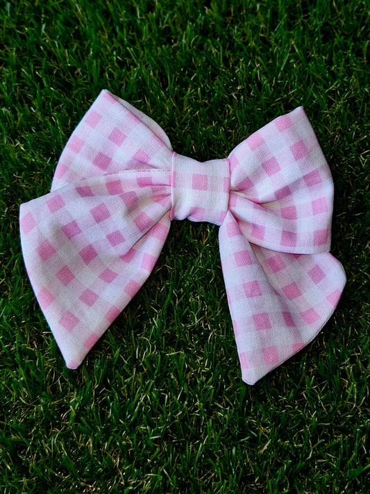 Pink Gingham Sailor Bow