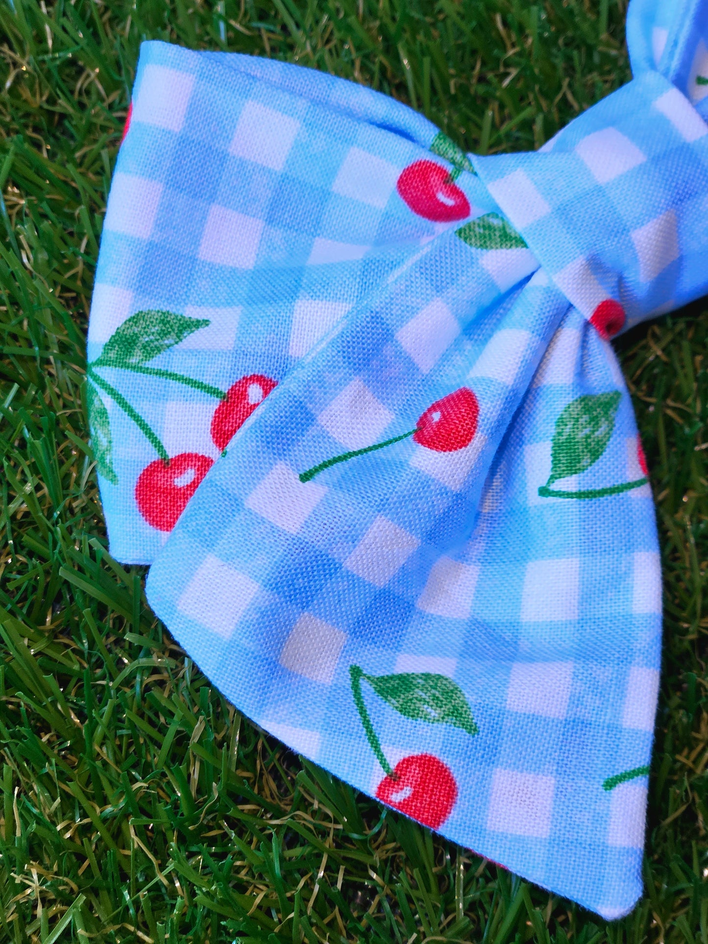 Cherry Gingham Sailor Bow